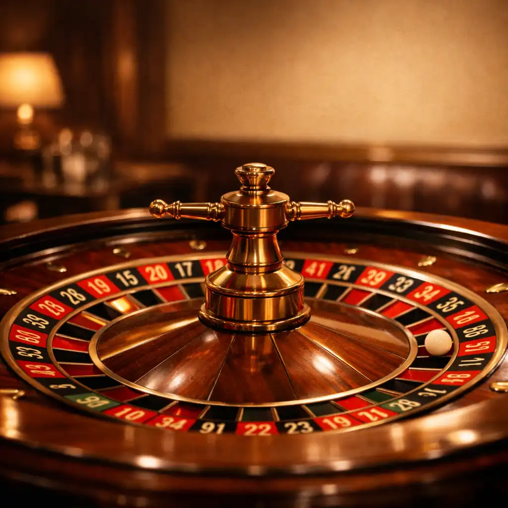 Koło ruletki w ciepłym świetle Card Lounge